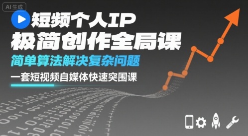 短视频个人IP极简创作全局课，简单算法解决复杂问题，一套短视频自媒体快速突围课-财阁
