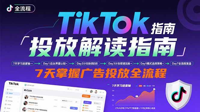 （15753期）TikTok投放解读指南：后台操作/计划建立/模式选择，7天掌握广告投放全流程-财阁