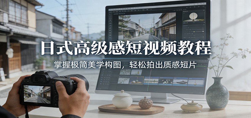 日式高级感短视频教程：掌握极简美学构图，轻松拍出质感短片-财阁