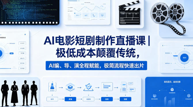 AI电影短剧制作直播课｜极低成本颠覆传统，AI编、导、演全程赋能，极简流程快速出片-财阁