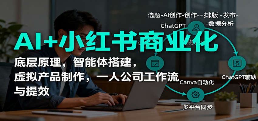 AI+小红书商业化，底层原理，智能体搭建，虚拟产品制作，一人公司工作流与提效-财阁