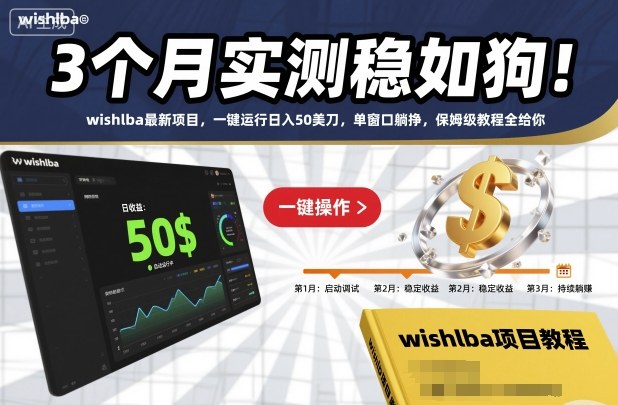 3个月实测稳如狗！wishlba最新项目，一键运行日入50美刀，单窗口躺挣，保姆级教程全给你【揭秘】-财阁