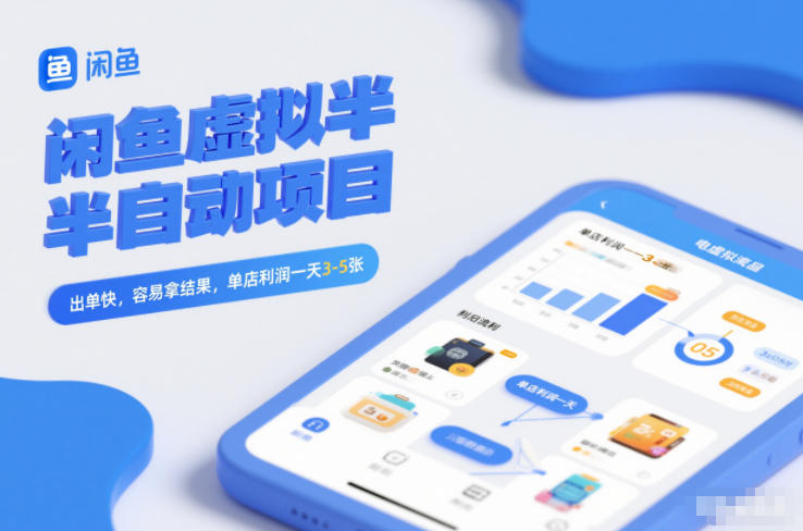 闲鱼虚拟半自动项目，出单快，容易拿结果，单店利润一天3-5张-财阁