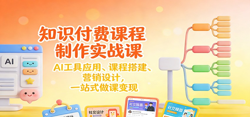 知识付费课程制作实战课：AI工具应用 、课程搭建、营销设计，一站式做课变现-财阁