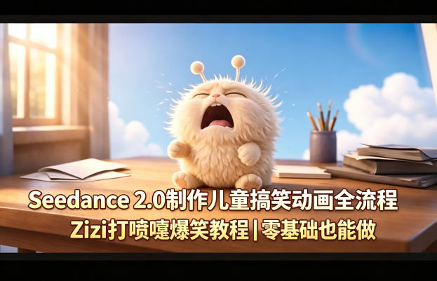 Seedance 2.0制作儿童搞笑动画全流程Zizi打喷嚏爆笑教程｜零基础也能做-财阁
