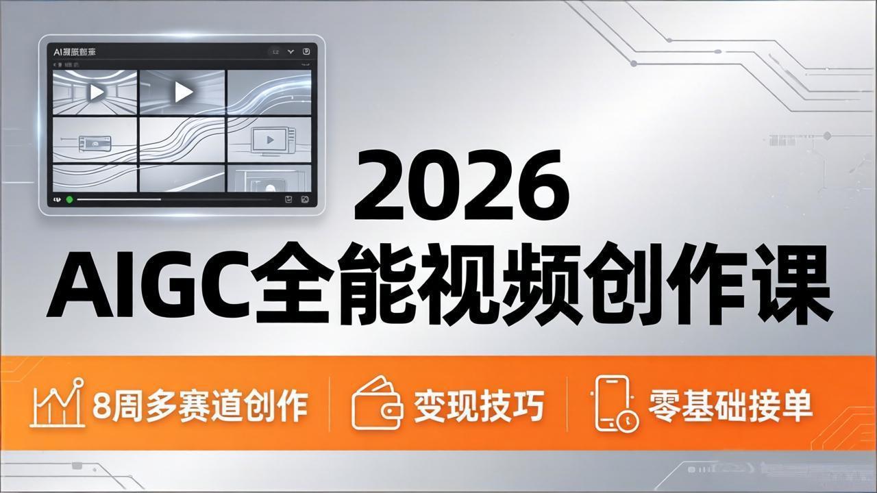 2026AIGC全能视频创作课，8周吃透多赛道创作+变现，零基础也能高效出片接单-财阁