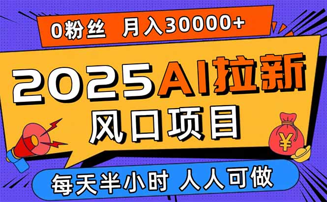 2025AI拉新风口项目，0粉0基础月入30000+新手小白轻松学会-财阁