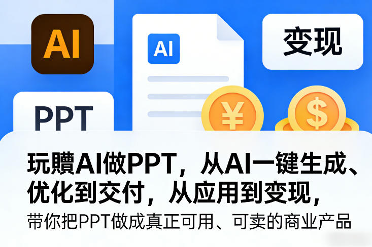 玩賺AI做PPT，从AI一键生成、优化到交付，从应用到变现，带你把PPT做成真正可用、可卖的商业产品(更新0513)-财阁