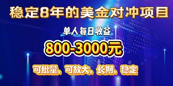 （15782期）稳定8年的美金对冲创业项目，单人每日收益800-3000，小众暴力项目-财阁