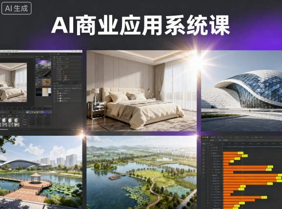 AI商业应用系统课，室内-软装-建筑-景观，智能设计+效果图+动画画实战-财阁