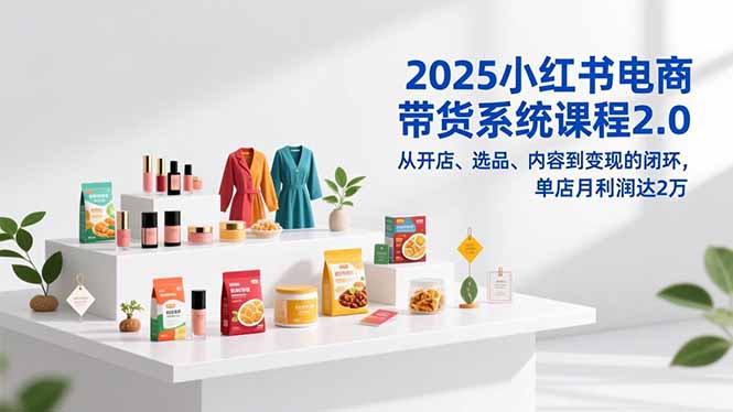 2025小红书电商带货系统课程2.0，从开店、选品、内容到变现的闭环，单店月利润达2万-财阁