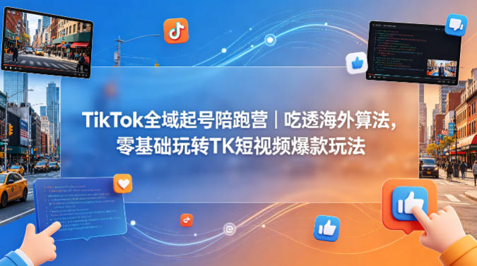 TikTok全域起号陪跑营｜吃透海外算法，零基础玩转TK短视频爆款玩法-财阁