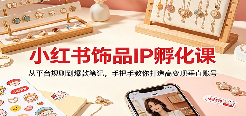 小红书饰品IP孵化课：从平台规则到爆款笔记，手把手教你打造高变现垂直账号-财阁