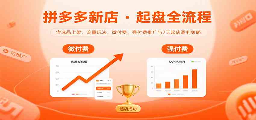 拼多多新店起盘全流程，含选品上架、流量玩法，微付费、强付费推广与7天起店盈利策略-财阁