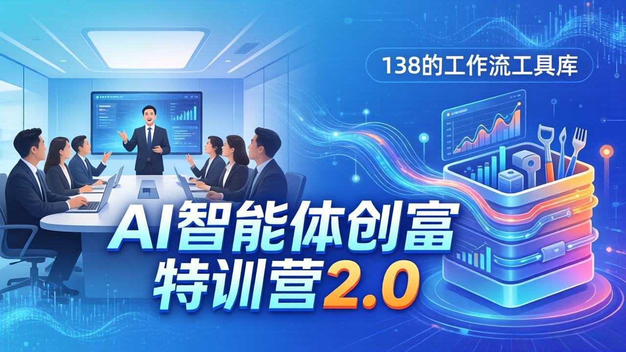 AI智能体创富训练营2.0：3天闭门直播+视频课+工具库，从0到1搭建智能体附138个工作流-财阁