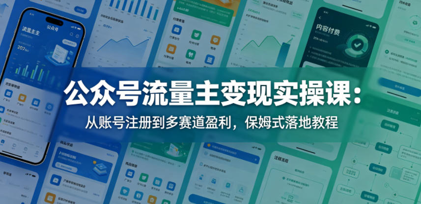 公众号流量主变现实操课：从账号注册到多赛道盈利，保姆式落地教程-财阁