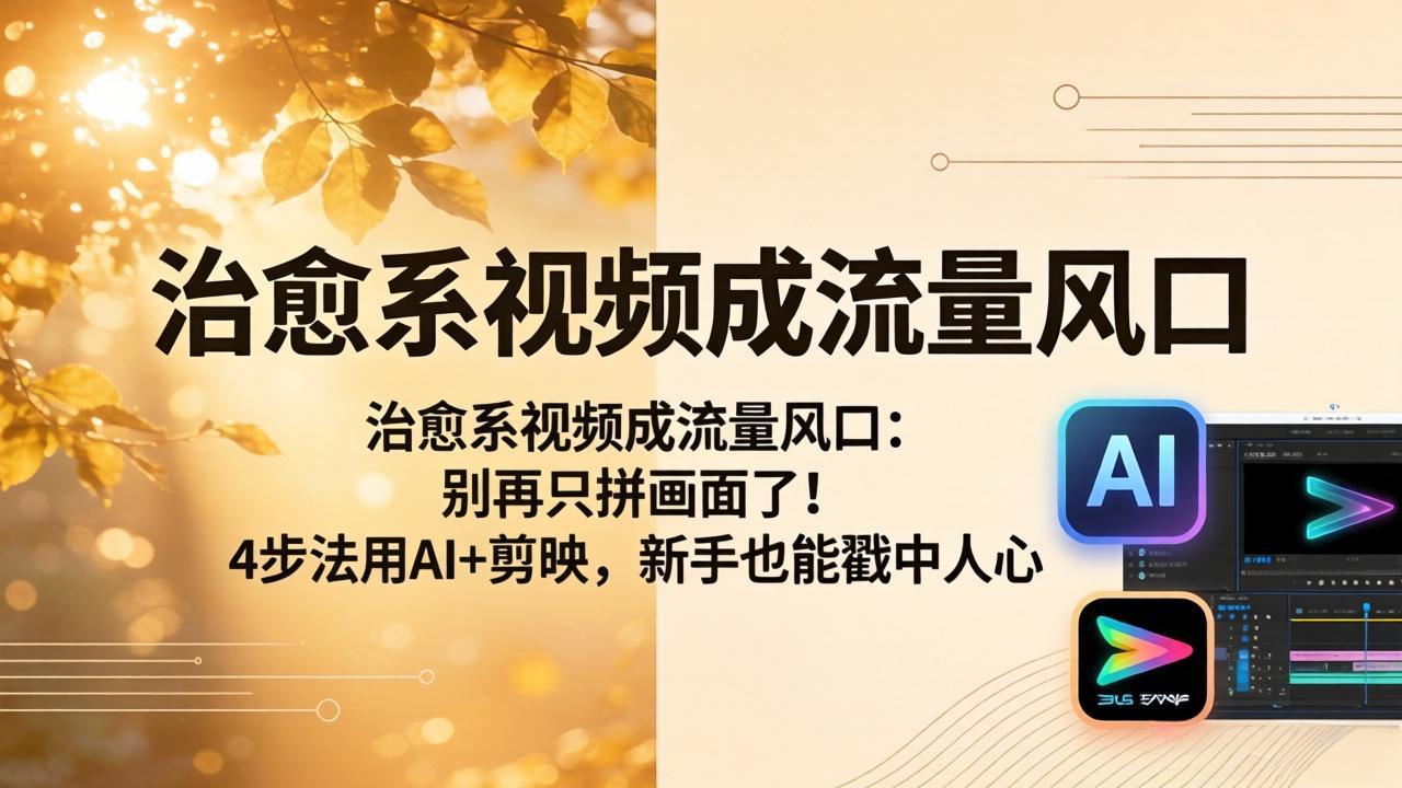 治愈系视频成流量风口：别再只拼画面了！4步法用AI+剪映，新手也能戳中人心-财阁