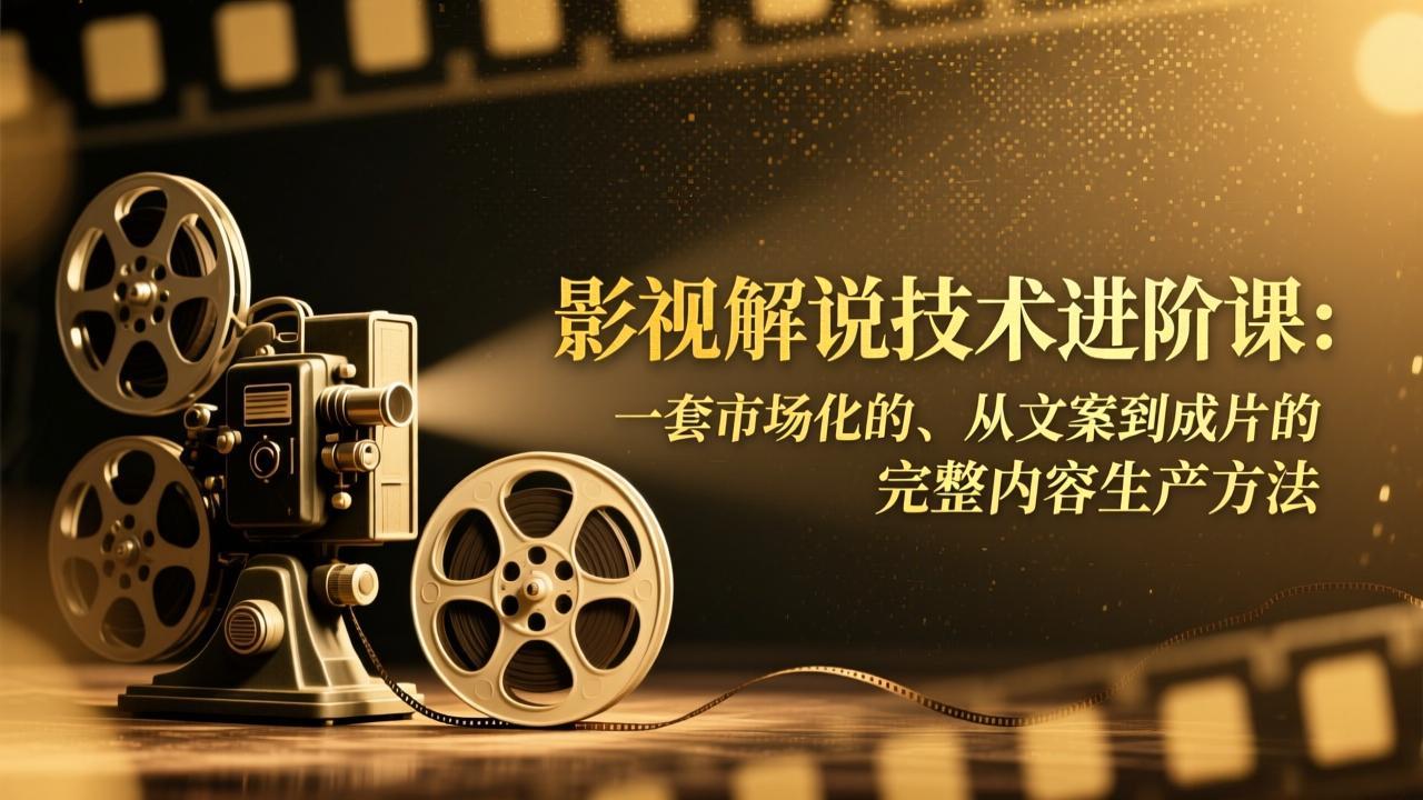 影视解说技术进阶课：一套市场化的、从文案到成片的完整内容生产方法-财阁