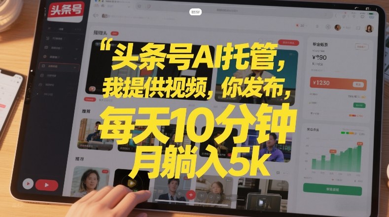 头条号AI托管，我提供视频，你发布，每天10分钟，月躺入5k+【揭秘】-财阁