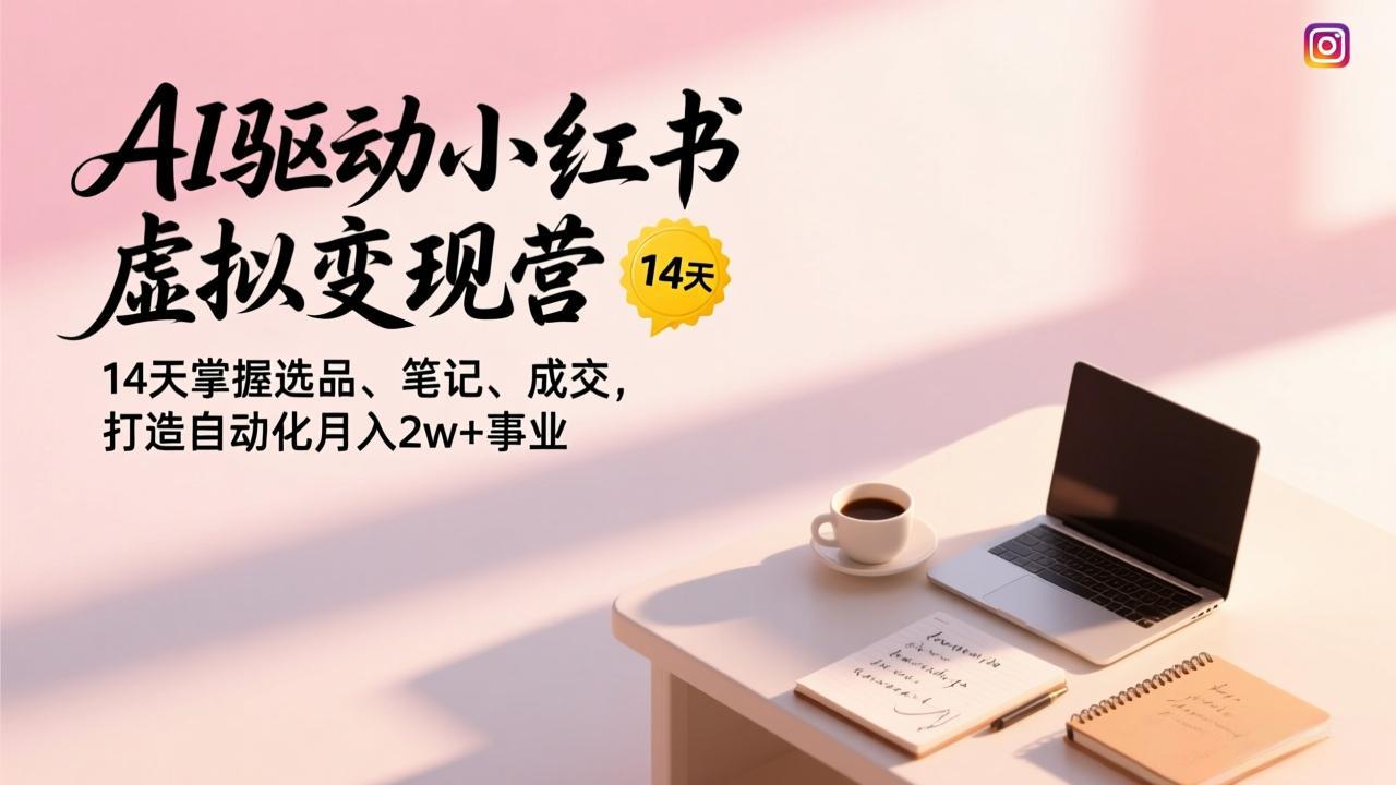 AI驱动小红书虚拟变现营,14天掌握选品、笔记、成交,打造自动化月入2w+事业-财阁