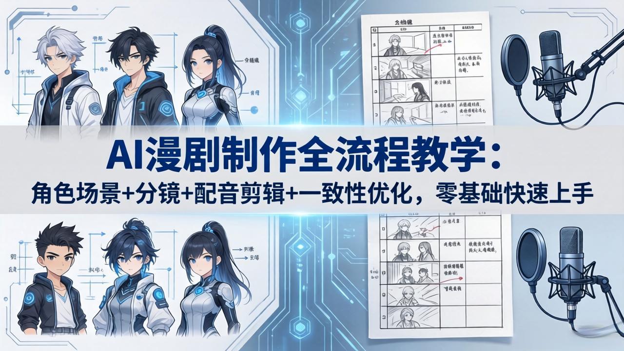 AI漫剧制作全流程教学：角色场景+分镜+配音剪辑+一致性优化，零基础快速上手-财阁