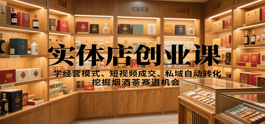 实体店创业课：学经营模式、短视频成交、私域自动转化，挖掘烟酒茶赛道机会-财阁