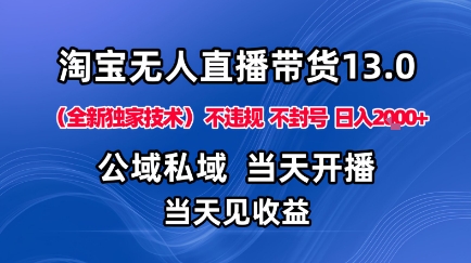 淘宝无人直播13.0，公域私域技术，不封号，不违规布局下半年旺季赛道，日入1K+(独家技术)【揭秘】-财阁