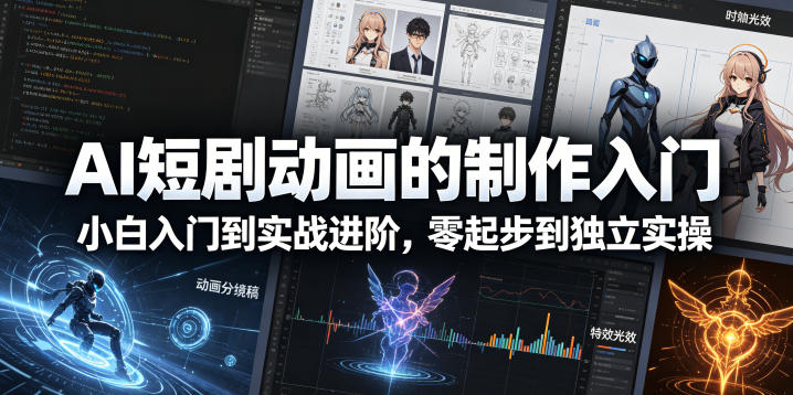 AI短剧动画的制作入门，小白入门到实战进阶，零起步到独立实操-财阁