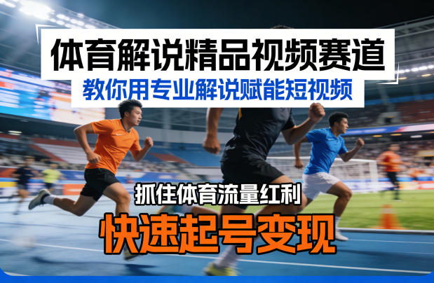 体育解说精品视频赛道，教你用专业解说赋能短视频，抓住体育流量红利，快速起号变现-财阁