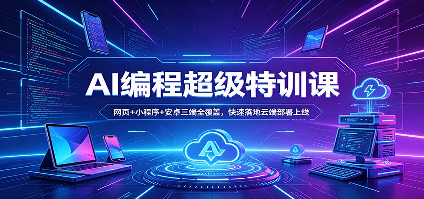 AI编程超级特训课：网页+小程序+安卓三端全覆盖，快速落地云端部署上线-财阁
