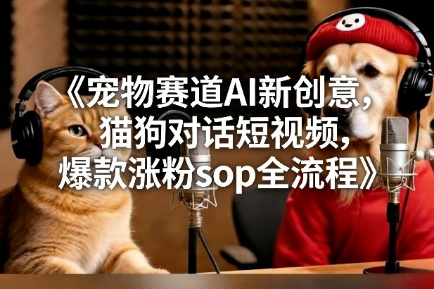 宠物赛道AI新创意，猫狗对话短视频，爆款涨粉sop全流程-财阁