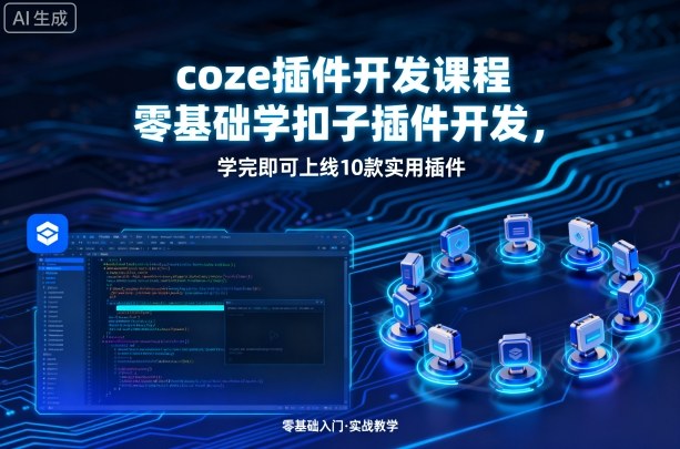 coze插件开发课程，零基础学扣子插件开发，学完即可上线10款实用插件-财阁
