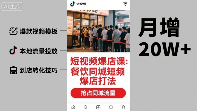 短视频爆店课，餐饮同城短视频爆店打法-财阁