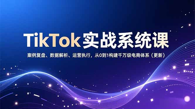 TikTok实战系统课，案例复盘、数据解析、运营执行，从0到1构建千万级电商体系(更新-财阁