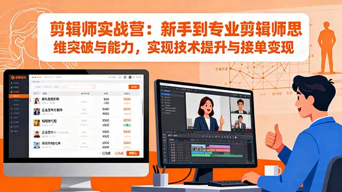 剪辑师实战营：新手到专业剪辑师思维突破与能力，实现技术提升与接单变现-财阁