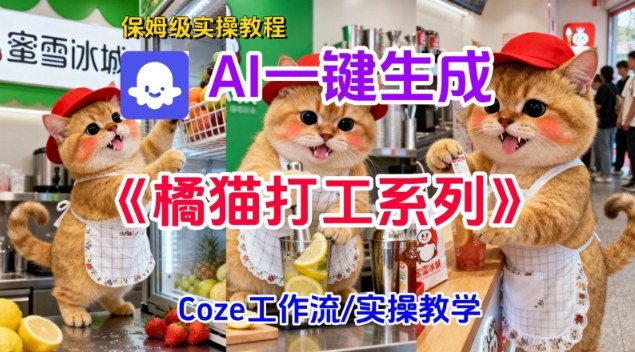 Coze扣子工作流一键生成胖橘猫打工短视频,保姆级实操搭建教学-财阁