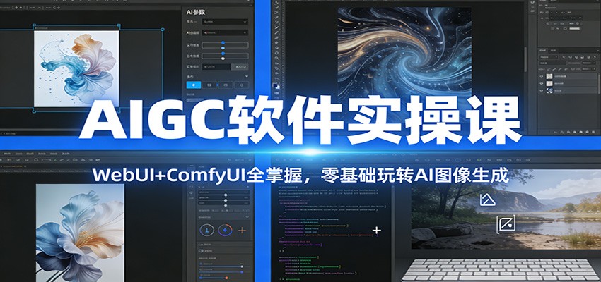 AIGC软件实操课:WebUI+ComfyUI全掌握,零基础玩转AI图像生成-财阁