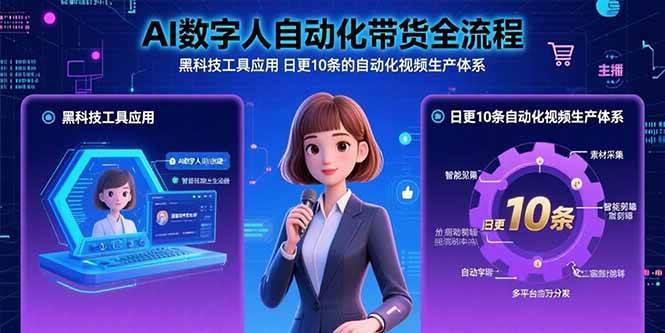 （15699期）AI数字人自动化带货全流程：黑科技工具应用 日更10条的自动化视频生产体系-财阁