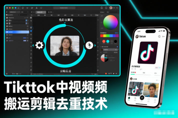 Tiktok中视频纯搬运剪辑去重技术，外来技术，自行测试-财阁