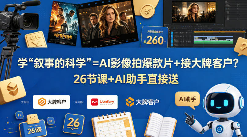 学《叙事的科学》=AI影像拍爆款片+接大牌客户？26节课+AI助手直接送【原创双语字幕】-财阁