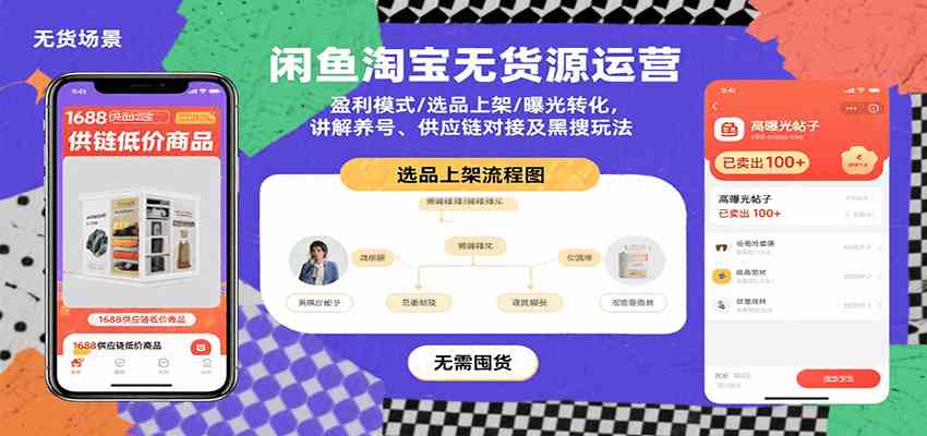 闲鱼淘宝无货源运营：盈利模式/选品上架/曝光转化，讲解养号、供应链对接及黑搜玩法-财阁