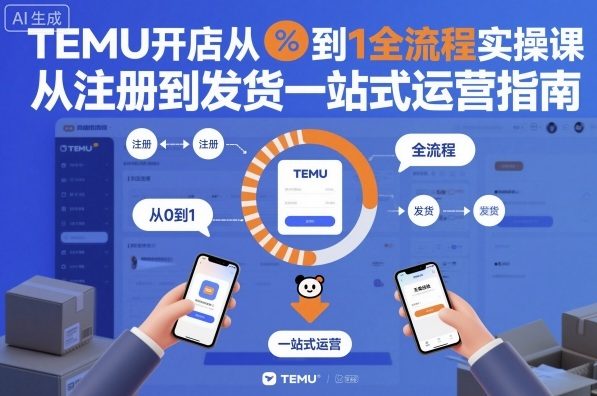 TEMU开店从0到1全流程实操课，从注册到发货一站式运营指南-财阁