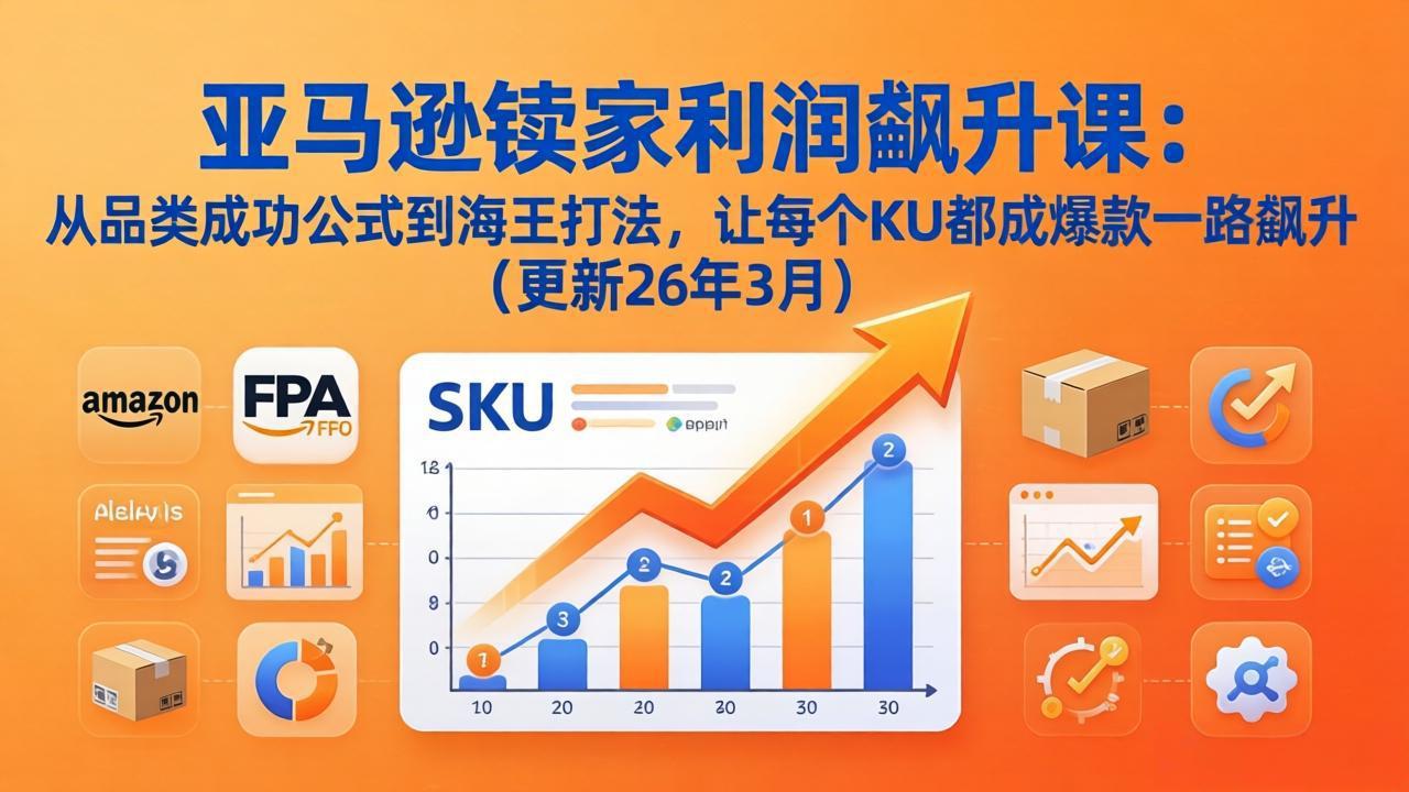 亚马逊卖家利润飙升课：从品类成功公式到海王打法，让每个SKU都成爆款一路飙升(更新26年3月-财阁