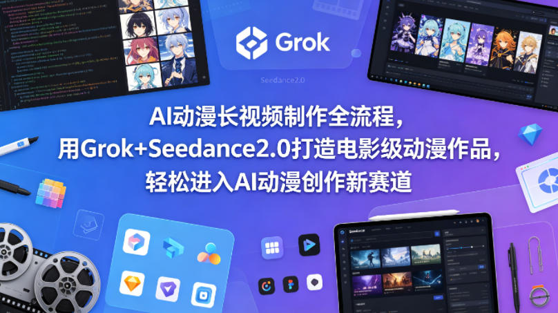 AI动漫长视频制作全流程，用Grok+Seedance2.0打造电影级动漫作品，轻松进入AI动漫创作新赛道-财阁