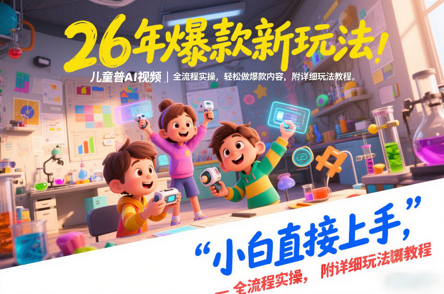 26年爆款新玩法，儿童科普AI视频，全流程实操，轻松做爆款内容，小白直接上手，附详细玩法教程-财阁