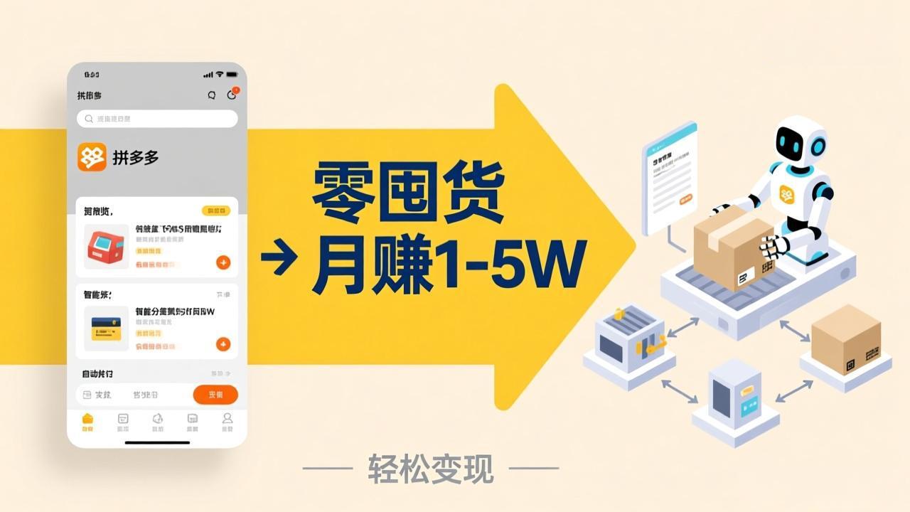 不用囤货不用跑单！拼多多虚拟玩法，机器人管理发货和客服，帮你月赚 1-5W-财阁