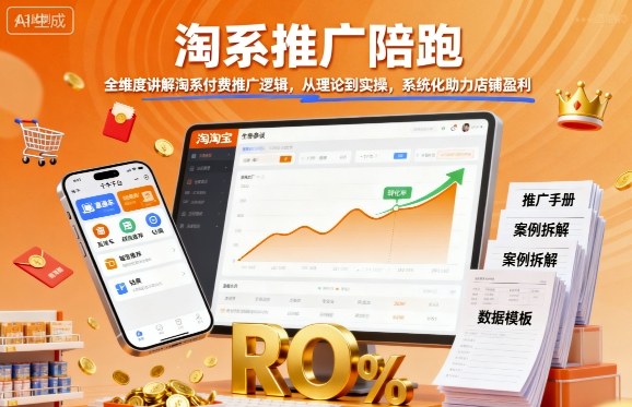 淘系推广陪跑，全维度讲解淘系付费推广逻辑，从理论到实操，系统化助力店铺盈利-财阁