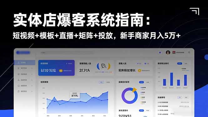 实体店爆客系统指南：短视频+模板+直播+矩阵+投放，新手商家月入5万+-财阁