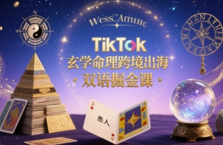 TikTok玄学命理跨境出海双语掘金课，手把手教你用命理知识精准直击海外用户痛点-财阁
