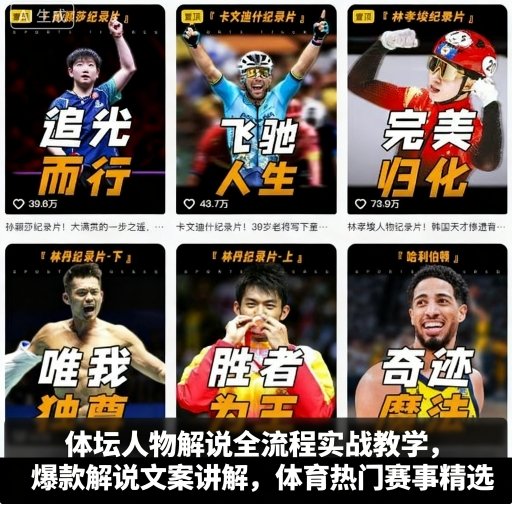 体坛人物解说全流程实战教学，爆款解说文案讲解，体育热门赛事精选-财阁